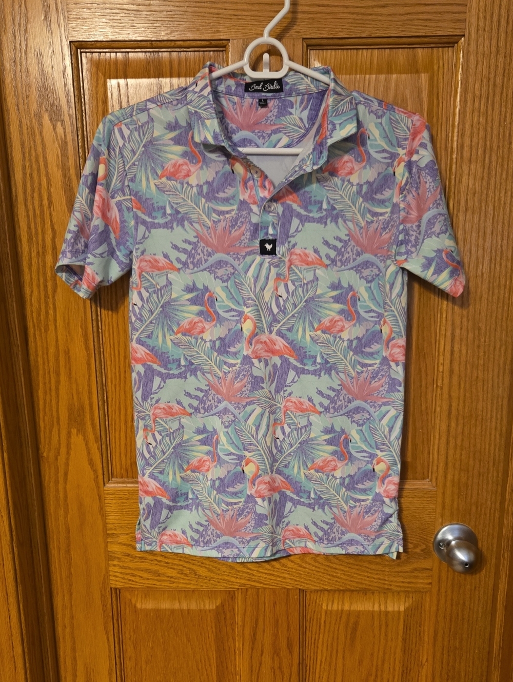Bad Birdie Tropical Flamingo Polo - Mint, Coral & Lavender